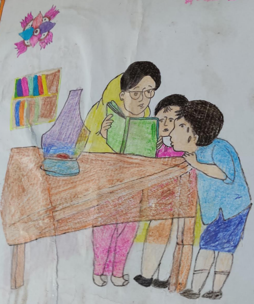 This image has an empty alt attribute; its file name is For-Debendra-2-engaging-with-children-from-girls-receiving-emotional-resilience-program-854x1024.png